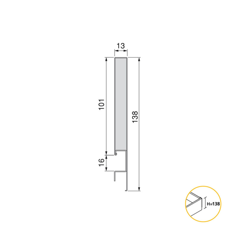 Cassetto esterno Concept 30kg, altezza 138mm, profondità 500mm, Acciaio, Verniciato bianco