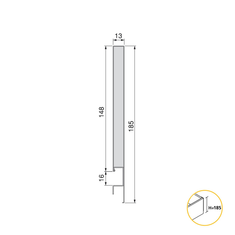 Cassetto esterno Concept 30kg, altezza 185mm, profondità 450mm, Acciaio, Verniciato bianco