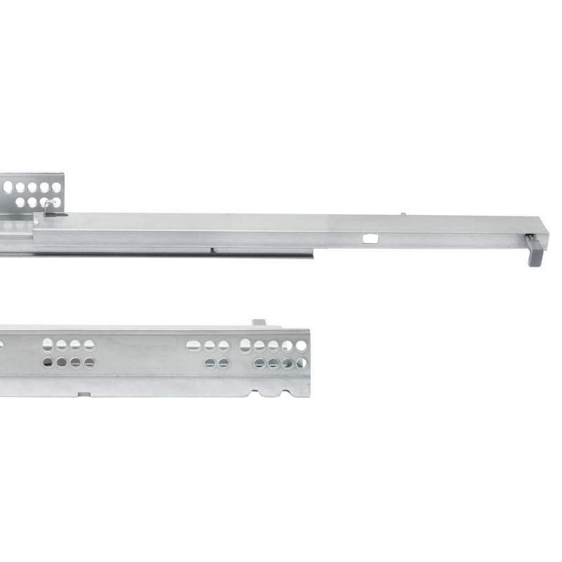 Set di guide per cassetti a scomparsa Silver, estrazione totale, chiusura soft, Profondità 300 mm, Acciaio, Zincato bianco