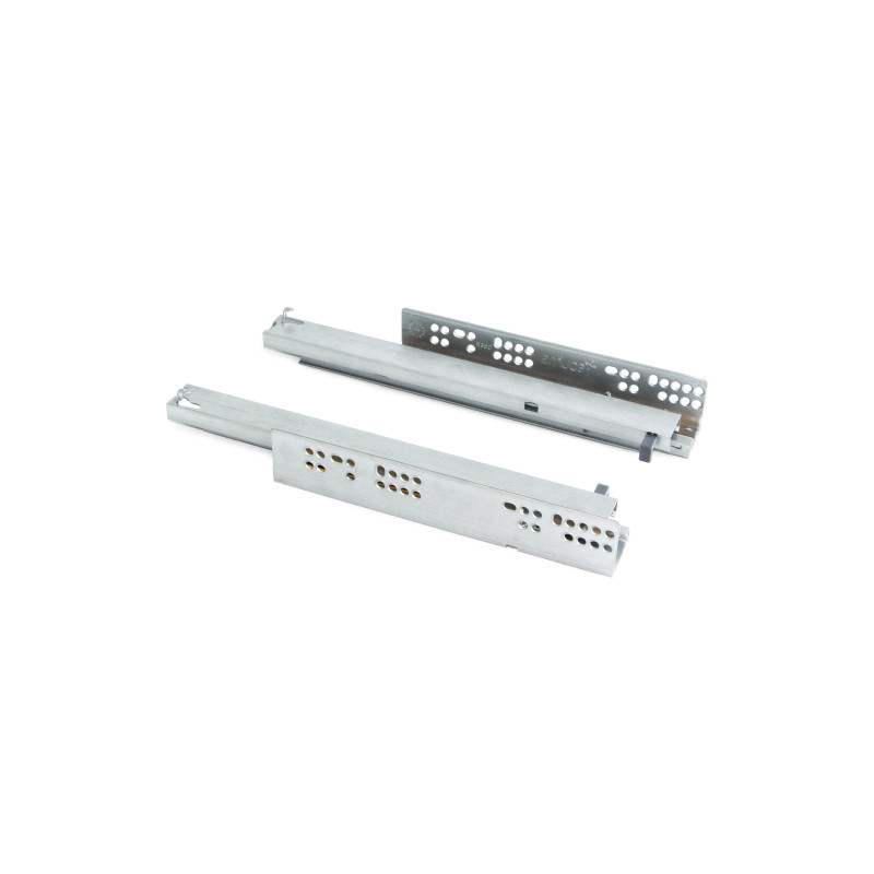 Set di guide per cassetti a scomparsa Silver, estrazione totale, chiusura soft, profondità 350 mm, Acciaio, Zincato bianco