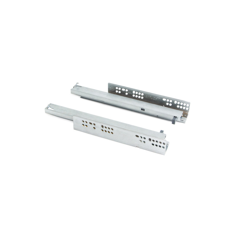 Set di guide per cassetti a scomparsa Silver, estrazione totale, chiusura soft, profondità 400 mm, Acciaio, Zincato bianco