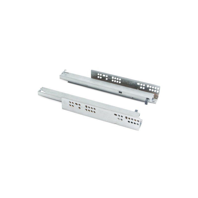 Set di guide per cassetti a scomparsa Silver, estrazione totale, chiusura soft, profondità 500 mm, Acciaio, Zincato bianco