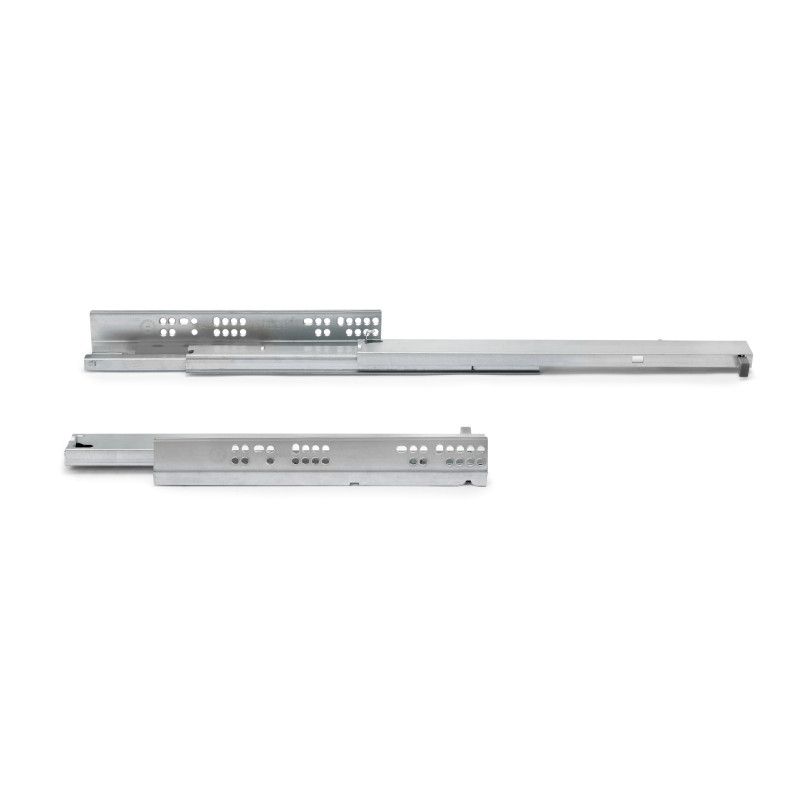 Set di guide per cassetti a scomparsa Silver, estrazione totale, push, profondità 350 mm, Acciaio, Zincato bianco