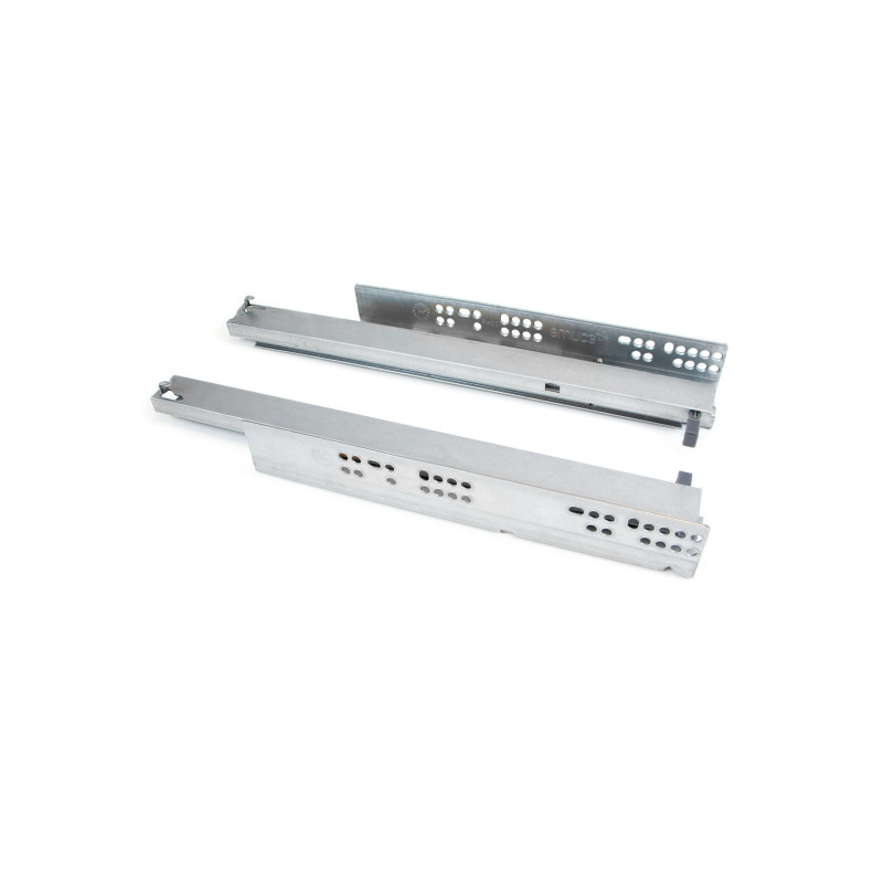 Set di guide per cassetti a scomparsa Silver, estrazione totale, push, profondità 350 mm, Acciaio, Zincato bianco