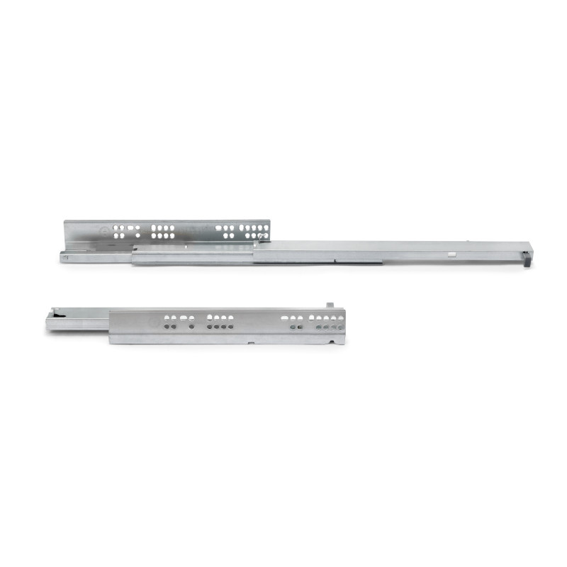 Set di guide per cassetti a scomparsa Silver, estrazione totale, push, profondità 450 mm, Acciaio, Zincato bianco