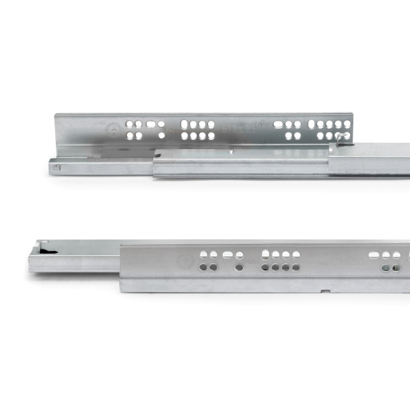 Set di guide per cassetti a scomparsa Silver, estrazione totale, con chiusura soft e aggancio, profondità 290 mm, Acciaio