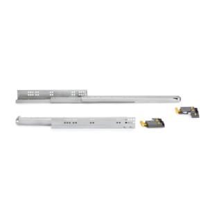Set di guide per cassetti a scomparsa Silver, estrazione totale, con chiusura soft e aggancio, profondità 540 mm, Acciaio