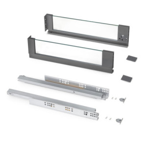 Cassetto esterno Vertex 40 kg con laterale in vetro 131 mm di altezza, 500 mm di profondità, Acciaio, Alluminio e Vetro, G