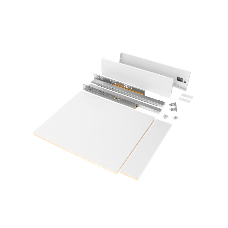 Kit di cassetti per cucina o bagno Vertex con regolazione 3D, altezza 93 mm, con pannelli inclusi, modulo 450 mm, Grigio a