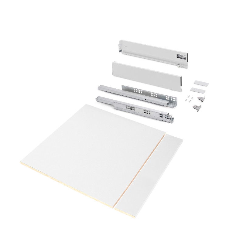 Kit di cassetti per cucina o bagno Vertex con regolazione 3D, altezza 93 mm, con pannelli inclusi, modulo 600 mm, Grigio a