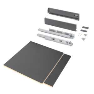 Kit di cassetti per cucina o bagno Vertex con regolazione 3D, altezza 93 mm, con pannelli inclusi, modulo 900 mm, Vernicia