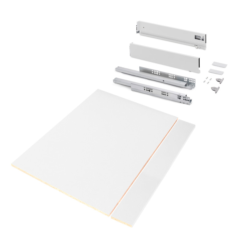 Kit di cassetti per cucina o bagno Vertex con regolazione 3D, altezza 93 mm, con pannelli inclusi, modulo 900 mm, Grigio a