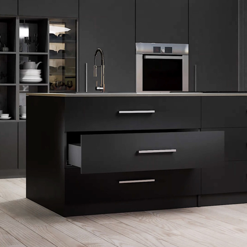 Kit di cassetti per cucina o bagno Vertex, altezza 178 mm, con pannelli inclusi, modulo 450 mm, Verniciato bianco