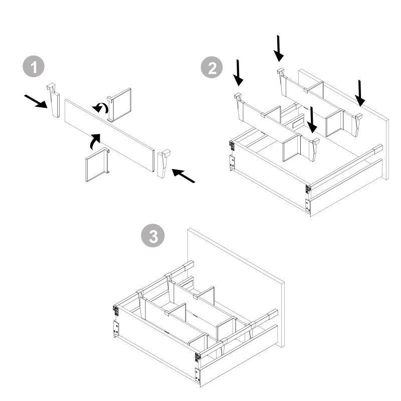 Kit di accessori divisori per interno cassetti Vertex-Concept, larghezza 900 mm, Alluminio e Tecnoplastica, Grigio antraci