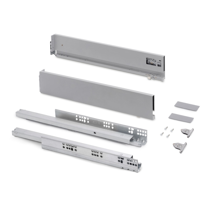 Cassetto esterno Vertex con regolazione 3D altezza 93mm, 40kg, profondità 350mm, Acciaio, Grigio antracite