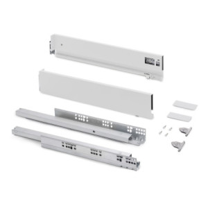 Cassetto esterno Vertex con regolazione 3D altezza 93mm, 40kg, profondità 450mm, Acciaio, Verniciato alluminio