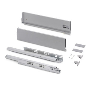 Cassetto esterno Vertex con regolazione 3D altezza 131mm, 40kg, profondità 450mm, Acciaio, Grigio antracite