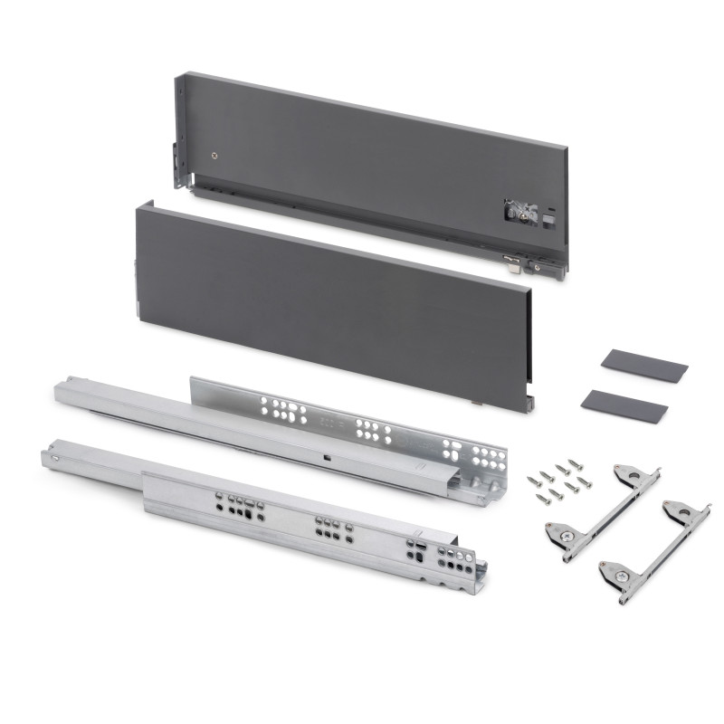 Cassetto esterno Vertex con regolazione 3D altezza 178mm, 40kg, profondità 450mm, Acciaio, Verniciato bianco