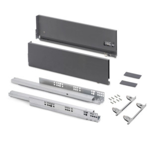 Cassetto esterno Vertex con regolazione 3D altezza 93mm, 40kg, profondità 300mm, Acciaio, Verniciato bianco