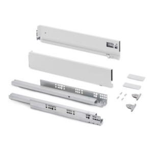 Cassetto esterno Vertex con regolazione 3D altezza 93mm, 40kg, profondità 400mm, Acciaio, Verniciato alluminio