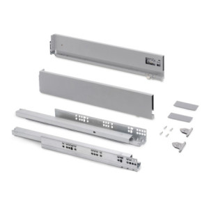 Cassetto esterno Vertex con regolazione 3D altezza 93mm, 40kg, profondità 400mm, Acciaio, Grigio antracite