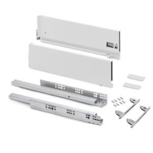 Cassetto esterno Vertex con regolazione 3D altezza 178mm, 40kg, profondità 400mm, Acciaio, Verniciato alluminio