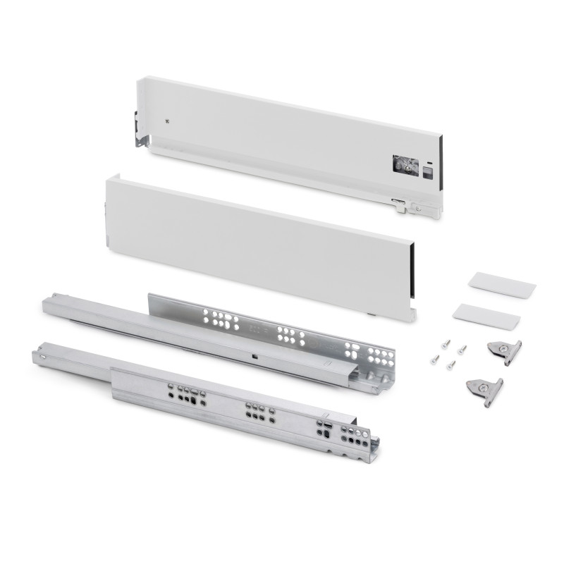 Cassetto esterno Vertex con regolazione 3D altezza 131mm, 40kg, profondità 400mm, Acciaio, Verniciato alluminio
