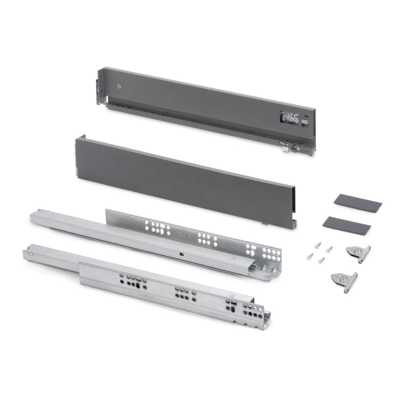 Cassetto esterno Vertex con regolazione 3D altezza 93mm, 60kg, profondità 500mm, Acciaio, Verniciato bianco