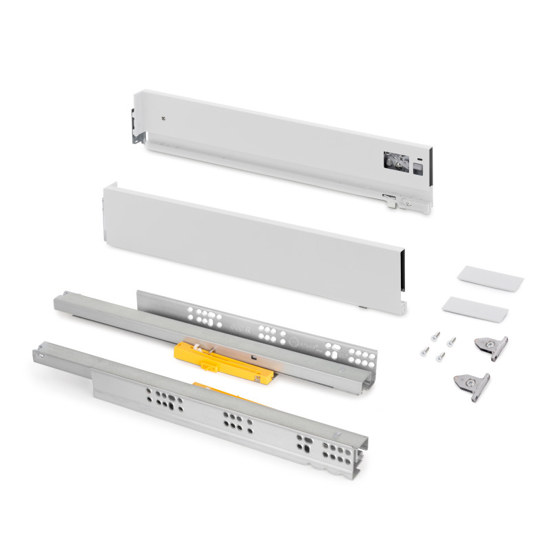 Cassetto Vertex Push Sincro con regolazione 3D, altezza 93mm, 40kg, profondità 450mm, Acciaio, Grigio antracite