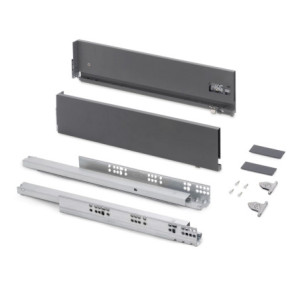 Cassetto esterno Vertex con regolazione 3D altezza 178mm, 40kg, spessore del pannello di 18mm, profondità 500mm, Acciaio