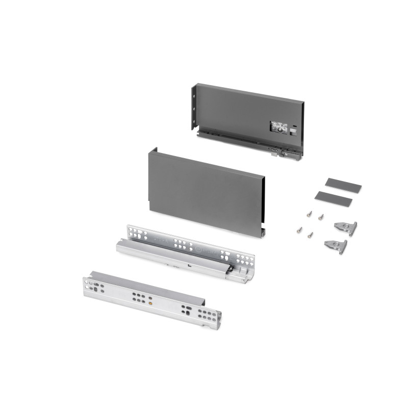 Cassetto esterno Protone 30kg, guide di estrazione totale con una chiusura soft, altezza 131mm, profondità 300mm, Acciaio