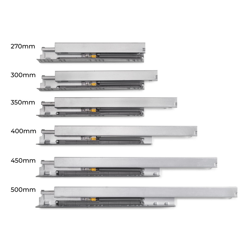 Cassetto esterno Protone 30kg, guide di estrazione totale con una chiusura soft, altezza 131mm, profondità 350mm, Acciaio