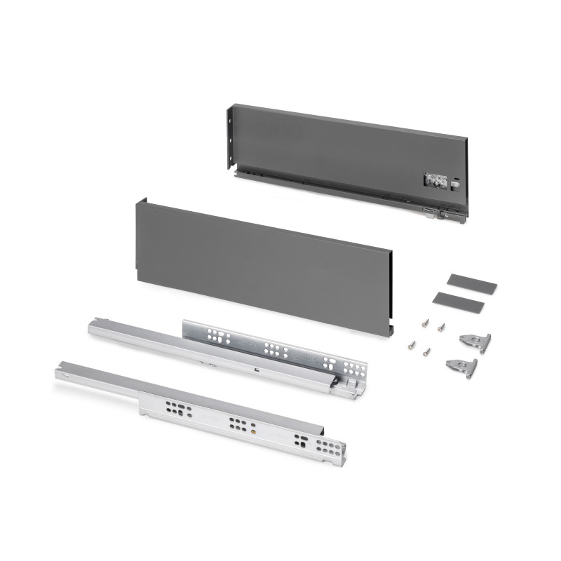Cassetto esterno Protone 30kg, guide di estrazione totale con una chiusura soft, altezza 131mm, profondità 500mm, Acciaio
