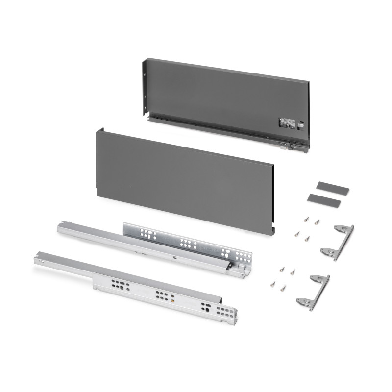 Cassetto esterno Protone 30kg, guide di estrazione totale con una chiusura soft, altezza 178mm, profondità 500mm, Acciaio