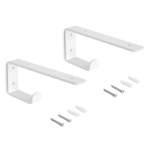 Set di supporti per mensole in legno Shelf con gancio integrato, Acciaio, Verniciato nero