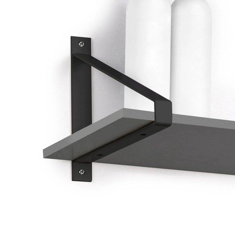Set di supporti per mensole in legno Shelf con gancio integrato, Acciaio, Verniciato bianco