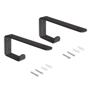 Set di supporti per mensole in legno Shelf dritto con tubo quadro, Acciaio, Verniciato bianco