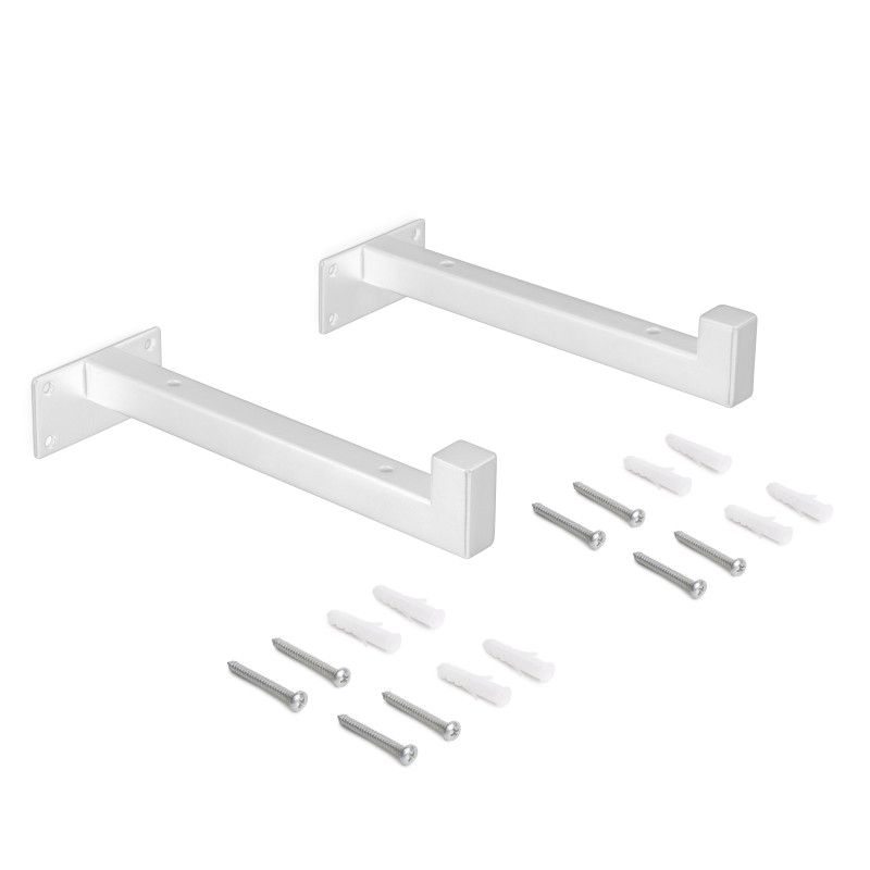 Set di supporti per mensole in legno Shelf dritto con tubo quadro, Acciaio, Verniciato nero
