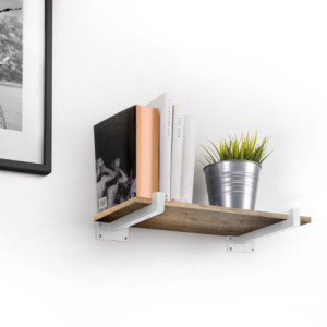 Zoom Set di supporti per mensole in legno Shelf dritto con tubo quadro, Acciaio, Verniciato nero