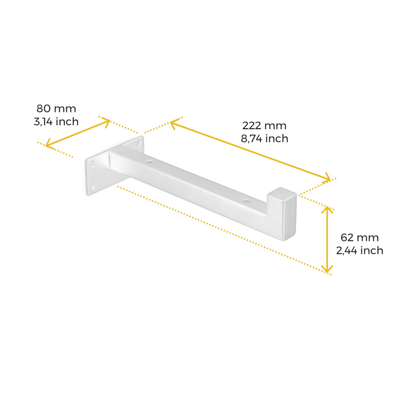 Set di supporti per mensole in legno Shelf dritto con tubo quadro, Acciaio, Verniciato nero