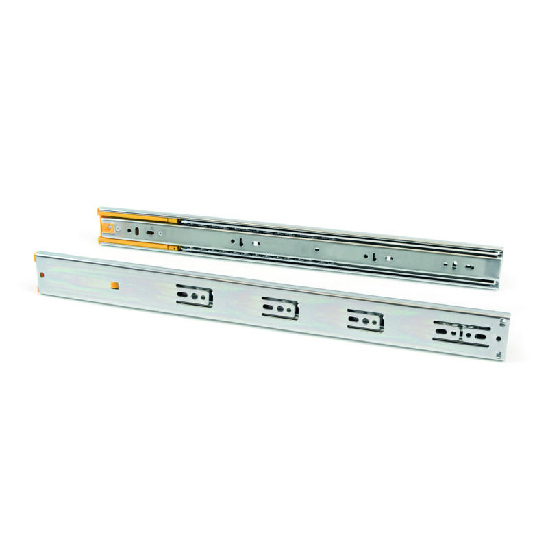 Set di guide a sfere per cassetti con estrazione totale e chiusura soft, altezza 45 mm, lunghezza 550 mm, Acciaio, Zincato
