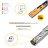 Set di guide a sfere per cassetti con estrazione totale e chiusura soft, altezza 45 mm, lunghezza 550 mm, Acciaio, Zincato