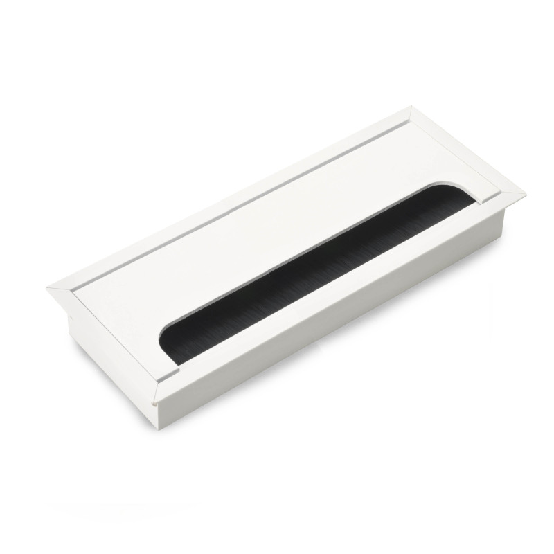 Passacavi da tavolo Emuca Quadrum, rettangolare, 269x80 mm, da incasso, Alluminio, Verniciato nero