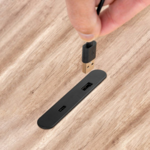 Zoom Multiconnettore estraibile Vertikal Push 60, diametro 60 mm, 3 prese Schuko, 1 USB tipo A, 1 USB tipo C, Acciaio e Tecnopl