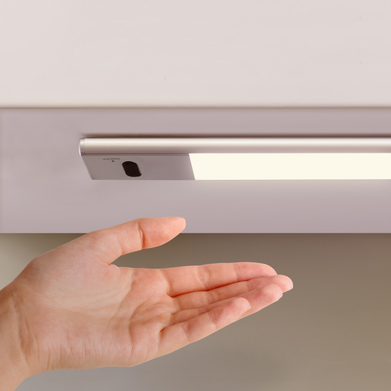 Lampada LED ricaricabile con USB Kaus con sensore di prossimità, L400mm, Tecnoplastica e Alluminio, Anodizzato opaco