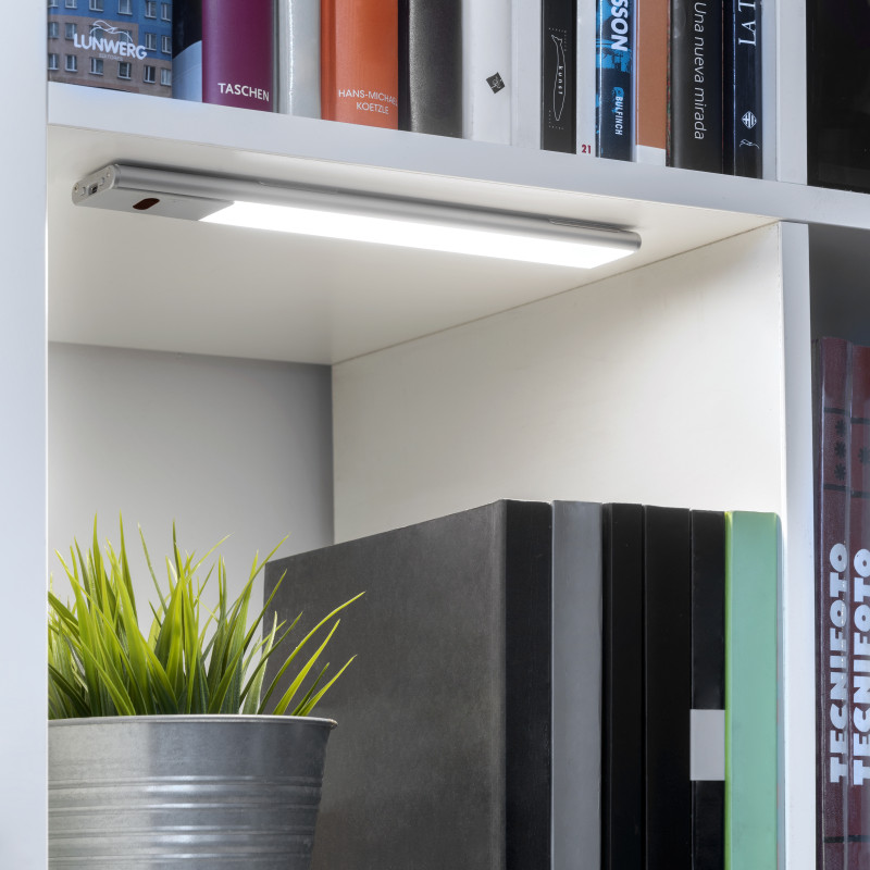 Lampada LED ricaricabile con USB Kaus Black con sensore di movimento, L240mm, Tecnoplastica e Alluminio, Verniciato nero