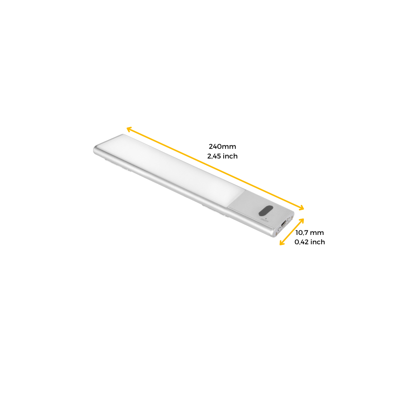 Lampada LED ricaricabile con USB Kaus con sensore di prossimità, L400mm, Tecnoplastica e Alluminio, Anodizzato opaco