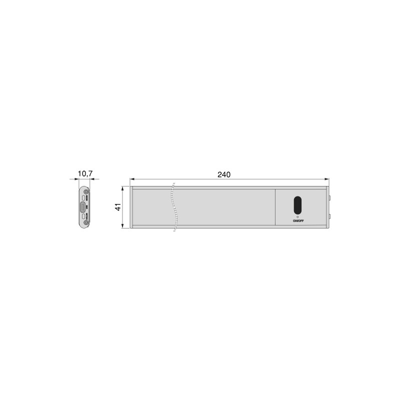 Lampada LED ricaricabile con USB Kaus Black con sensore di prossimità, L400mmPlastica e Alluminio, Verniciato nero