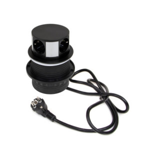 Multiconnettore Vertikal Push diametro 100mm, 3 spine di tipo Schuko, 1 USB tipo A, 1 USB tipo C, Acciaio e Tecnoplastica