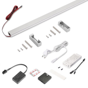 Kit barra per armadio Luxe, striscia LED 4,5x8 Neonlynx V, sensore di movimento RF Smart e convertitore Smart (24V DC), lu